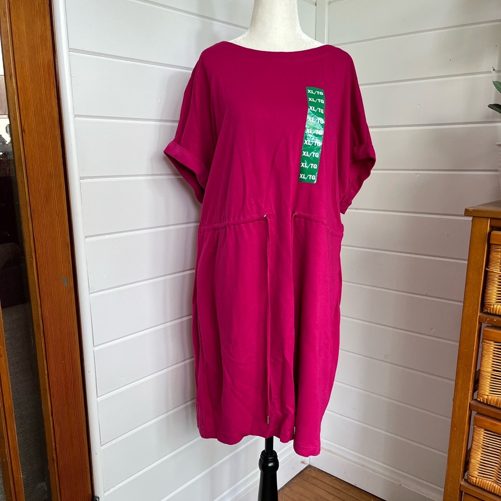 🆕 Rachel Roy Size XL Casual “Barbie Pink” Dress with draw-string waist